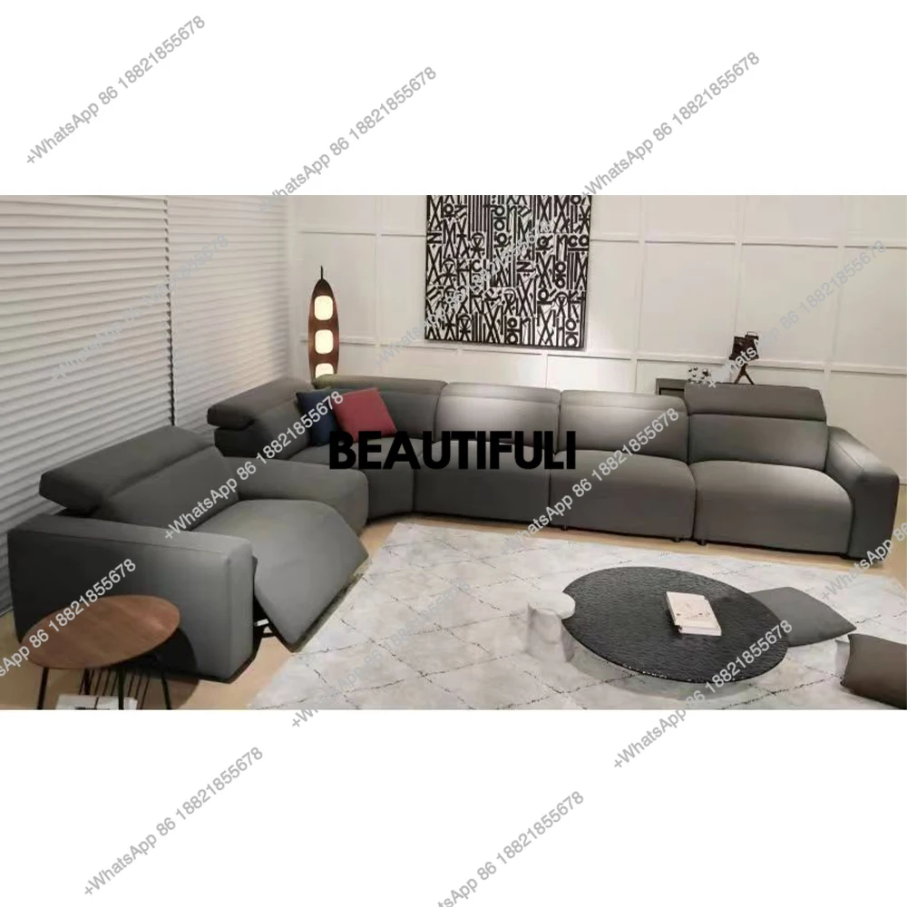 Dual Motors Electric Recliner Sofa – Genuine Leather Power Sofa with Adjustable Headrests, USB Port & Cup Holder – Theater Couch