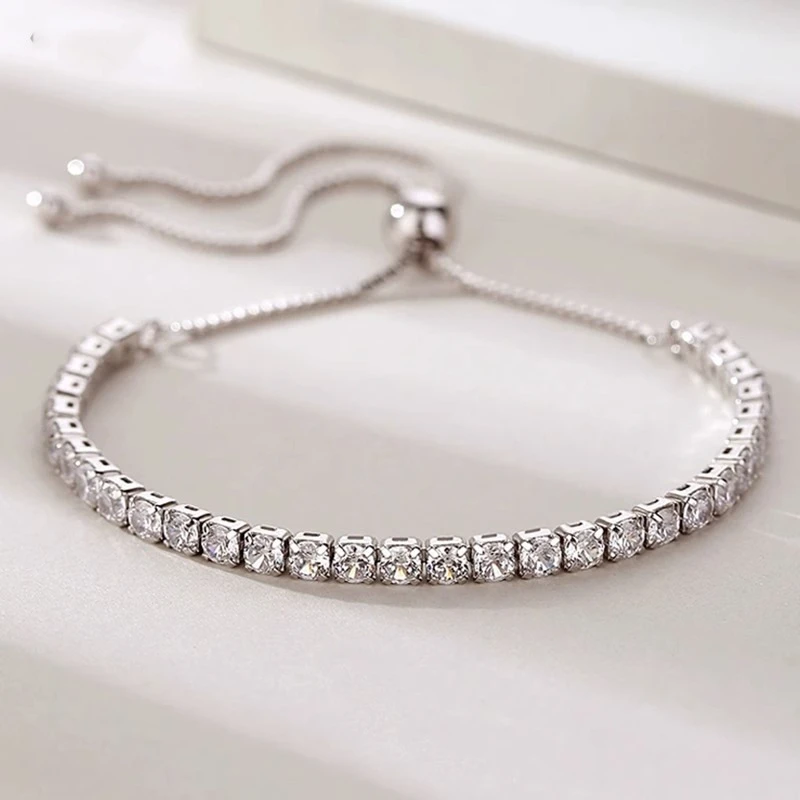 925 Sterling Silver Zircon Bracelet For Women Luxury Handy Adjustable New Ladies Jewelry Birthday Party Fashion Jewelry Gift