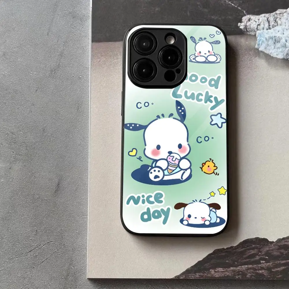 Sanrio Pacha dog Phone Case for Iphone 15 14 12 11 13 Pro Max Pro  Mini Puls glass protective case