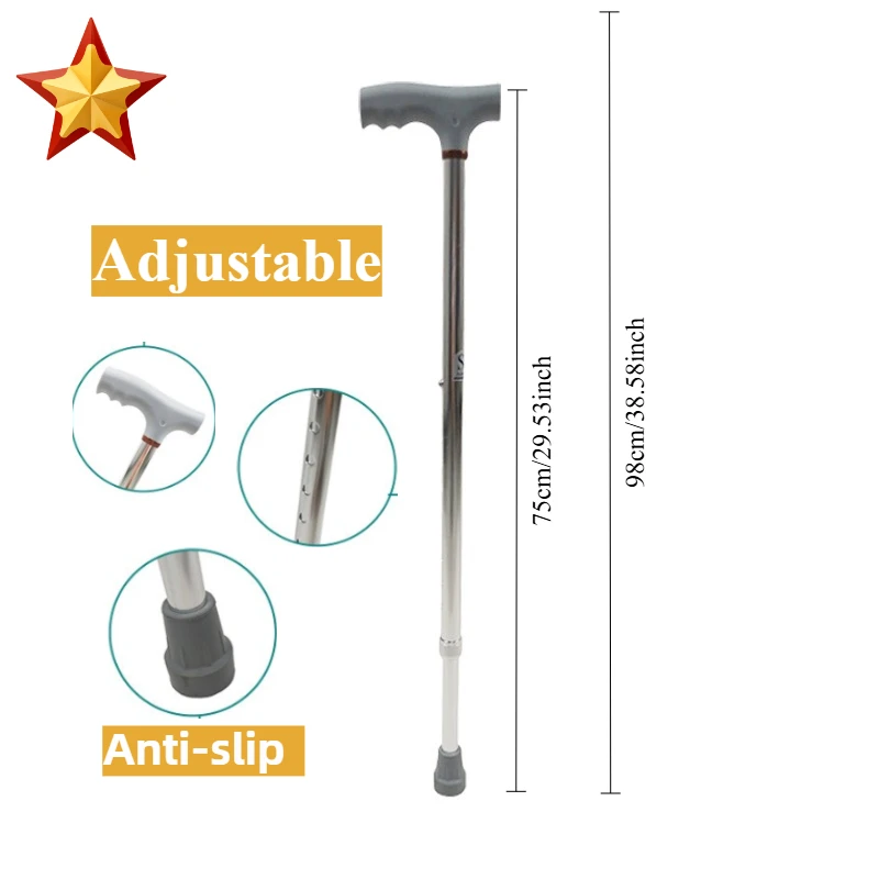 

Трость Crozier, трость, трость, противоскользящие костыли из натурального алюминиевого сплава, медицинские реабилитационные костыли