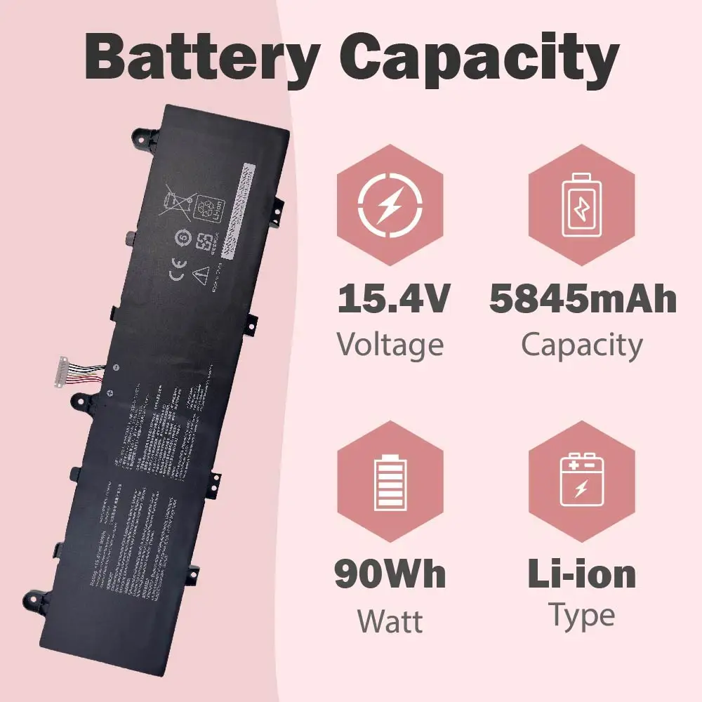 C41N1906-3 C41N1906 Laptop Battery Replacement for ASUS ROG Zephyrus Duo 15 GX550 GX550LWS 15 SE GX551 Short Line B0B200-036200