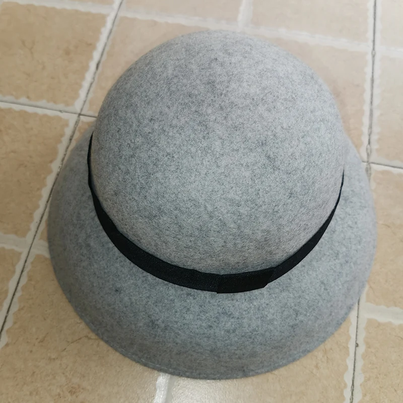 Crushable Dress Fedora Women Vintage Style Hat 100% Pure Wool Felt Hat Black Grey Wide Brim Fedora Hat with Simple Band