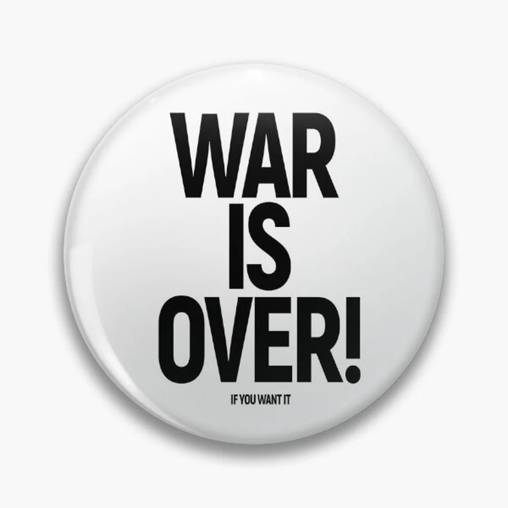 WAR IS OVER! IF YOU WANT IT: (John & Yoko) in Original Black on White Pin Holographic Star Heart Pin Brooches Laminated Button F
