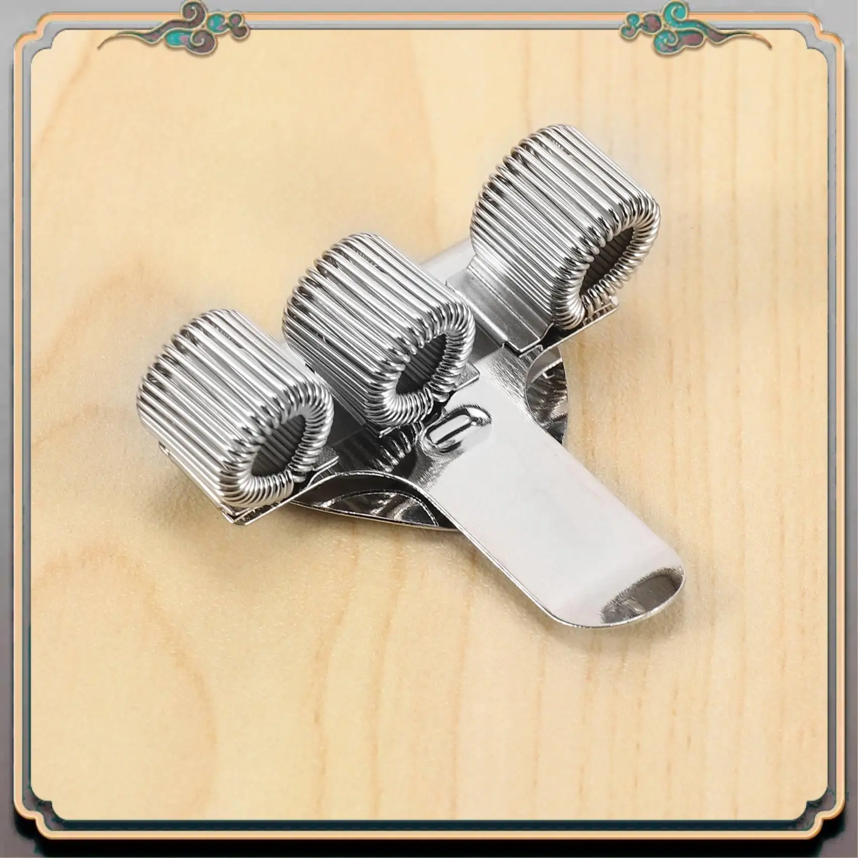 دائم 6 قطع حامل القلم حقيبة الفولاذ المقاوم للصدأ حامل القلم كليب الفضة 3 ثقوب حامل القلم لأجهزة الكمبيوتر المحمول في المنزل والمكتب #3