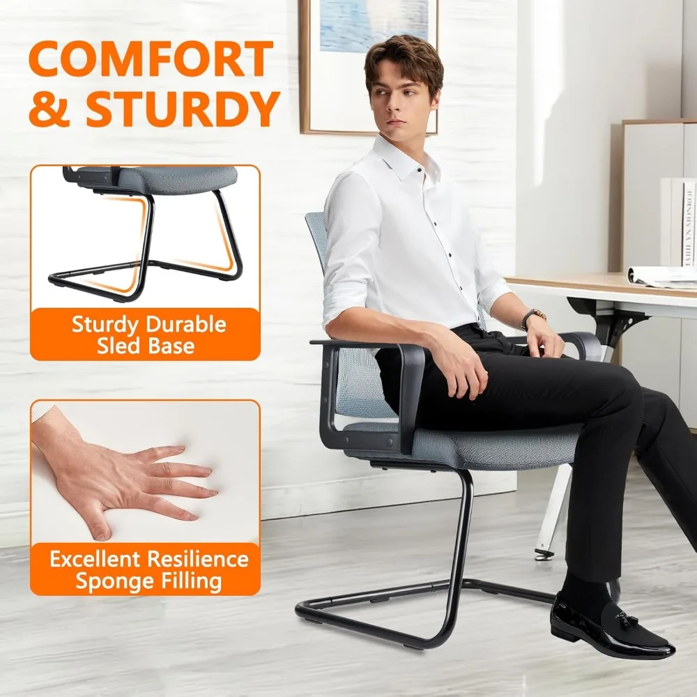 كرسي ضيوف المكتب مع دعم قطني وسلسلة شبكة هوائية شبكية متوسطة الظهر لغرفة اجتماعات الاستقبال