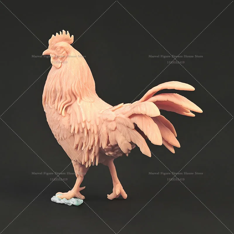 Miniaturowe figurki w skali 1/35 1/18, symulowane modele zwierząt, drobiu gospodarskiego, kogut, niepomalowane, pomarańczowo-szare, dawne figurki mini.
