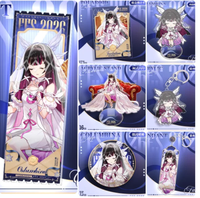 Japanese Anime Genshin Impact Columbina Hyposelenia Acrylic Stand Figure Model Plate Cosplay Collection Desktop Decor Gifts