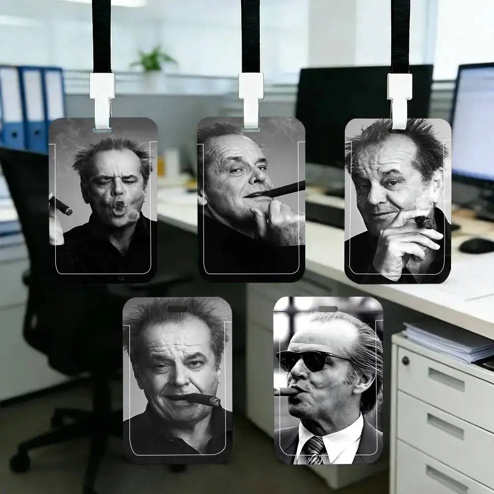 

1pc Black White Jack Nicholson Smoke Cigar ID Card Sleeve School Card Access ID Card Bus Meal Card Protective Sleeve Easy Push