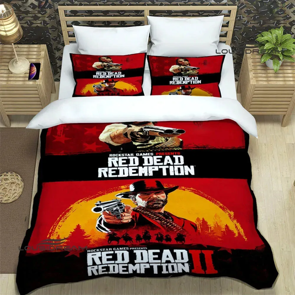 3PCS Single-sided Exquisite Red Dead Printed Comfortable Bedspreads Comforter Duvet King Queen single Bedding Set Birthday Gift