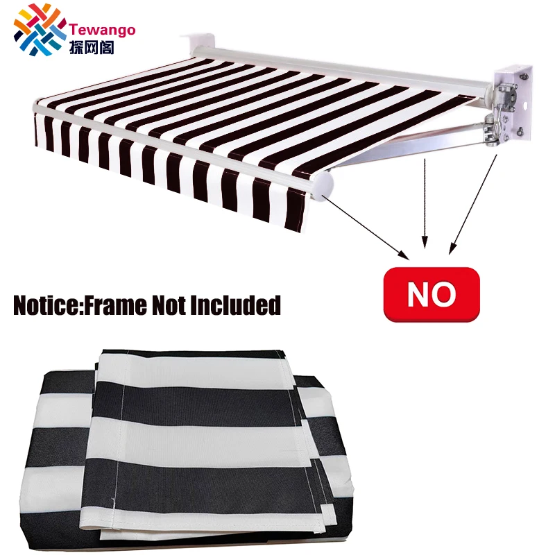 White +Black Strips Outdoor Awning Replacement Cloth Poly Fabric Outdoor Awning Waterproof Material Store Banner UV Block