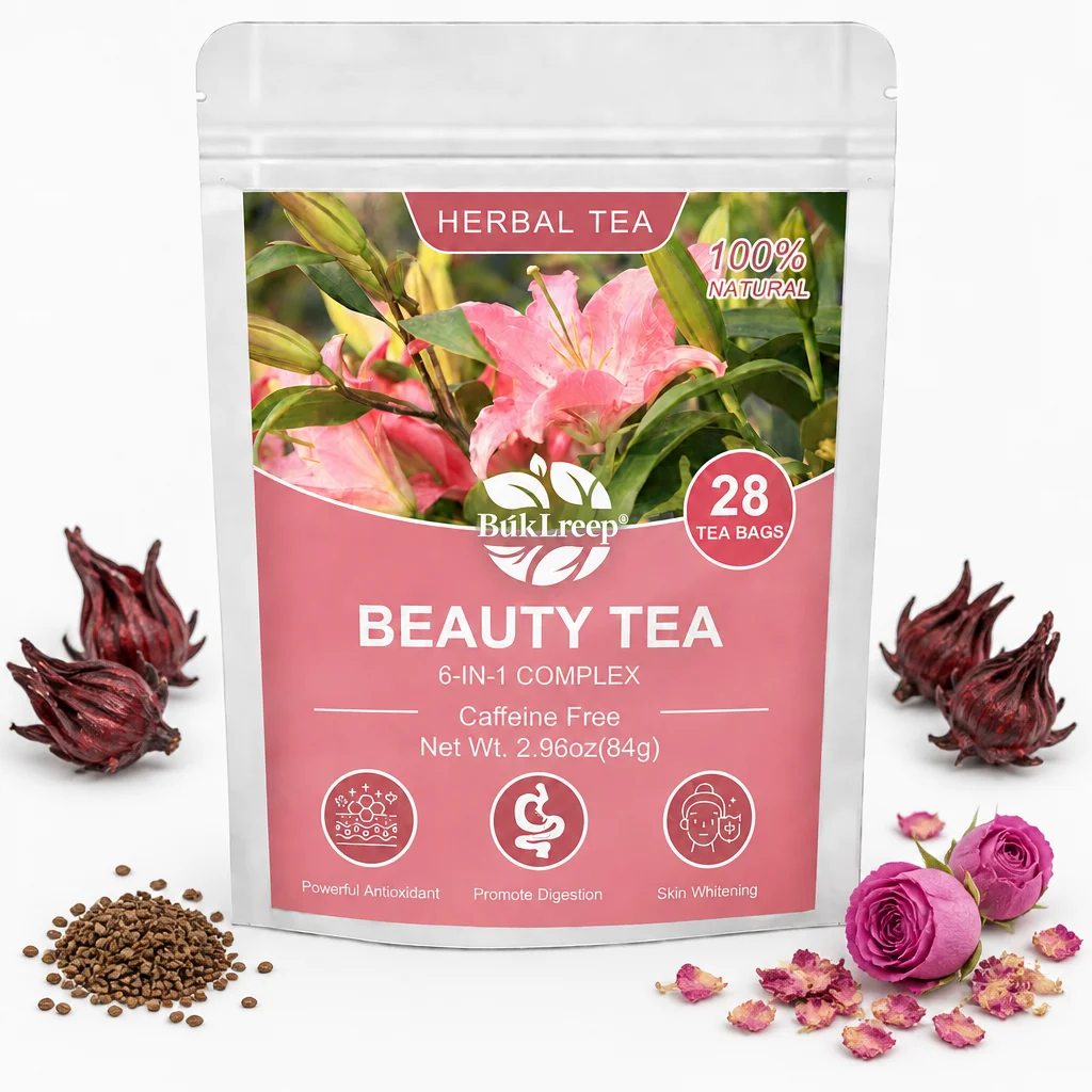 100% Natural Beauty Herbal Tea Lotus Leaf & Rose Support Hormonal Balance, Antioxidant Detox Cleanse, Whitening Skin Care Tea