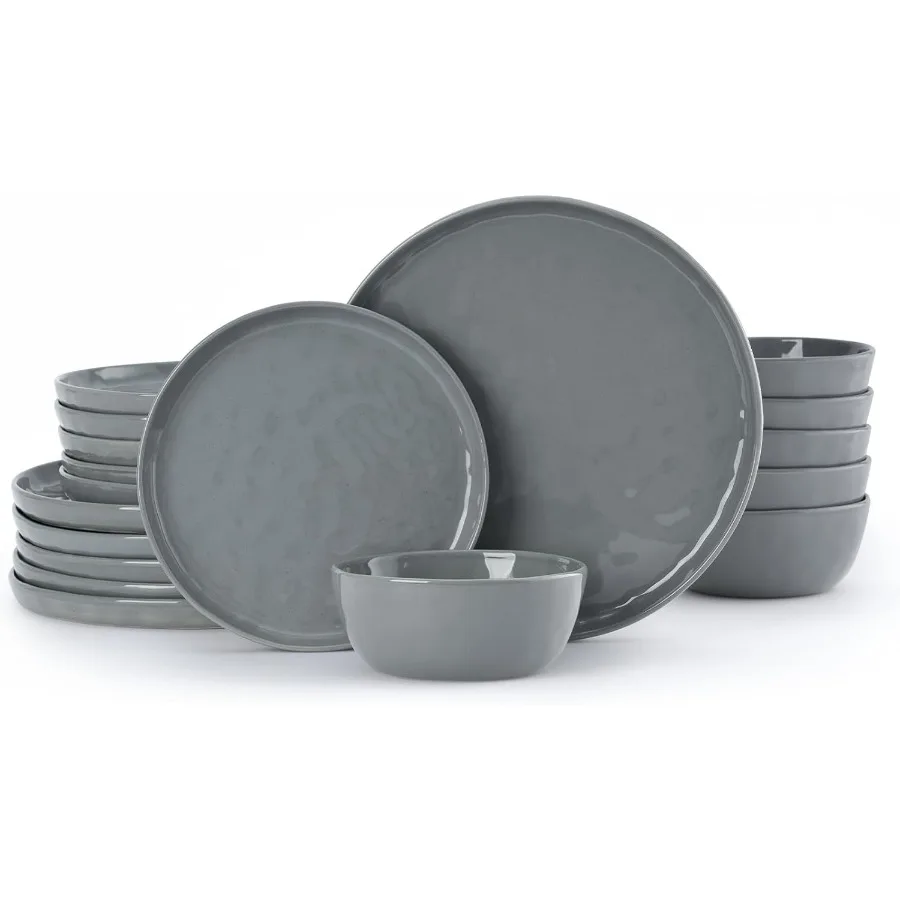 

Набор тарелок и мисок Mars, 18 предметов, наборы столовой посуды для 6 человек, современный темно-серый керамический набор посуды, идеально подходящий для каждый день Di