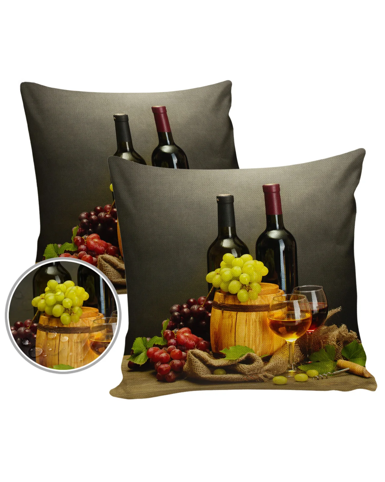 2/4pcs Pillowcase Set Grape Wine Fruit Leaves Rag Luxury Cushion Case Home Decoration Sofa Waterproof Pillowcase