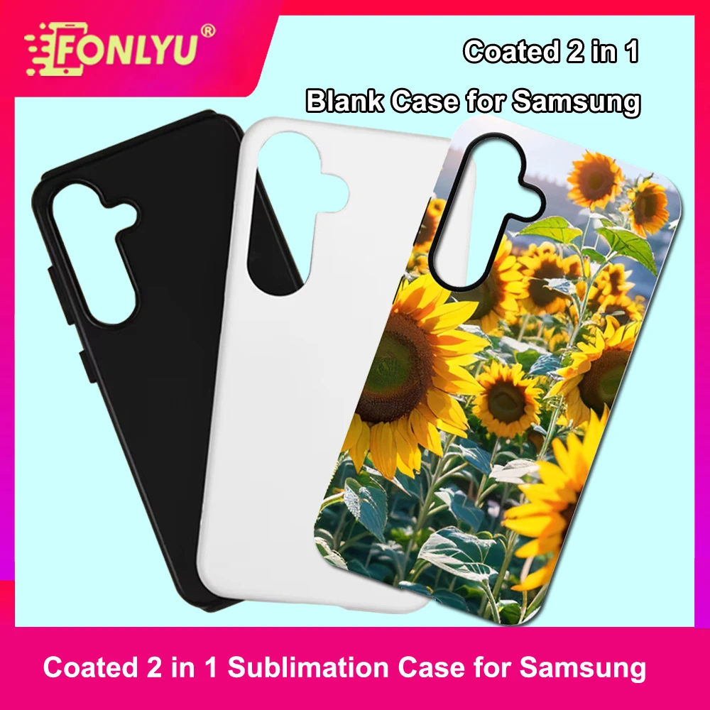 FONLYU  5pcs 2 in 1 Blank Phone Cases for Samsung S24 S23 S22 S21 Ultra Plus Phone Back DIY Sublimation Covers for A14 A13 A55