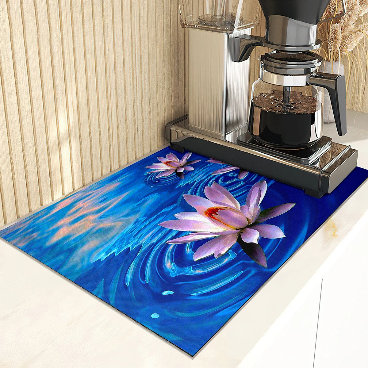 Large Kitchen Super Absorbent Mat Pink Lotus Printing Mat Drying Mat Quick Dry Bathroom Drain Pad Kitchen Faucet Placemat