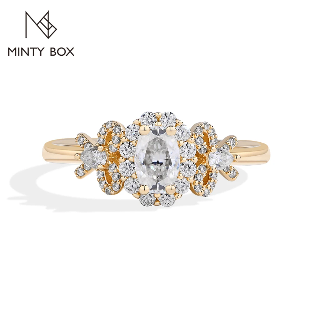 

MINTYBOX S925 Серебряные овальные обручальные кольца с муассанитом 0,5 карата для женщин, лабораторное кольцо с бантом и бриллиантом, роскошные свадебные ювелирные украшения
