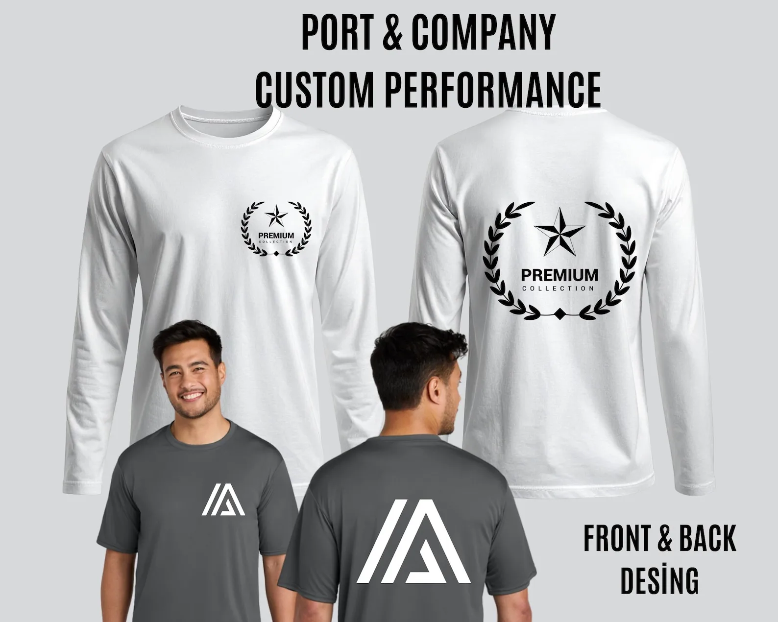 

Company Custom Performance Working Tee Shirt Unisex Design Front - Back Logo Image Text Business Team Uniform Shirt Event Tee