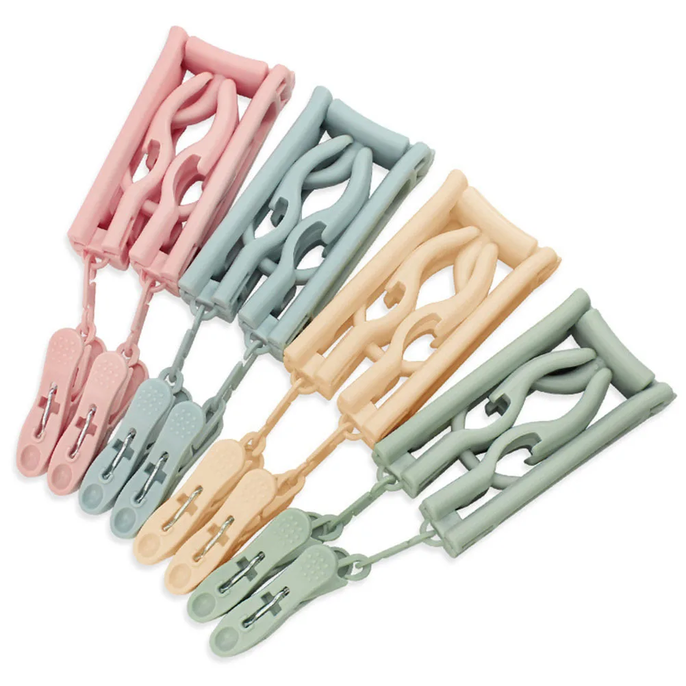 شماعات ملابس محمولة متعددة الوظائف قابلة للطي ومشبك غير قابل للانزلاق، رف تجفيف للسفر، منظم موفر للمساحة، وردي