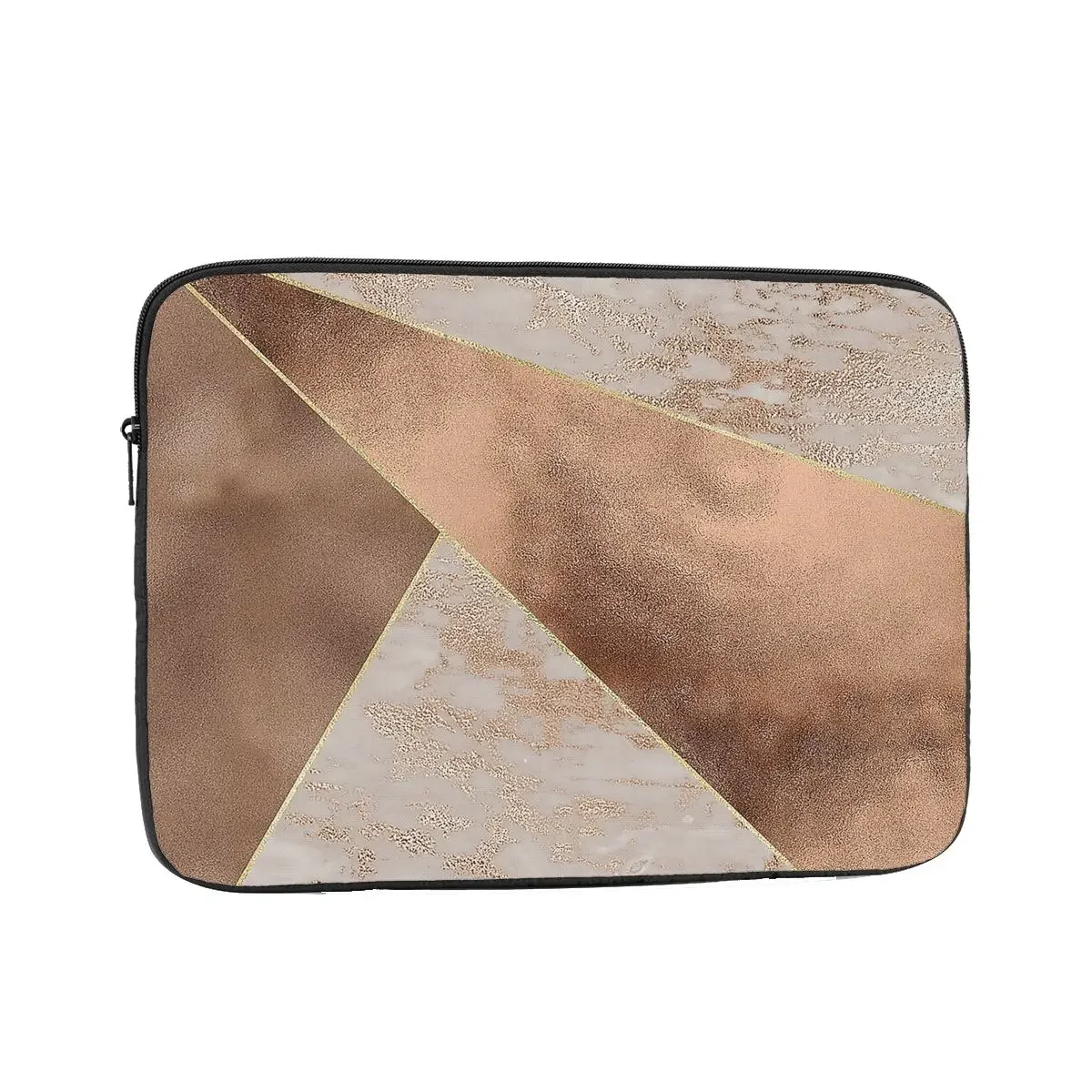 Shockproof Case 10 12 13 15 17 Inch Copper Foil And Blush Rose Gold Marble Triangles Laptop Liner Sleeve Notebook Bag Case