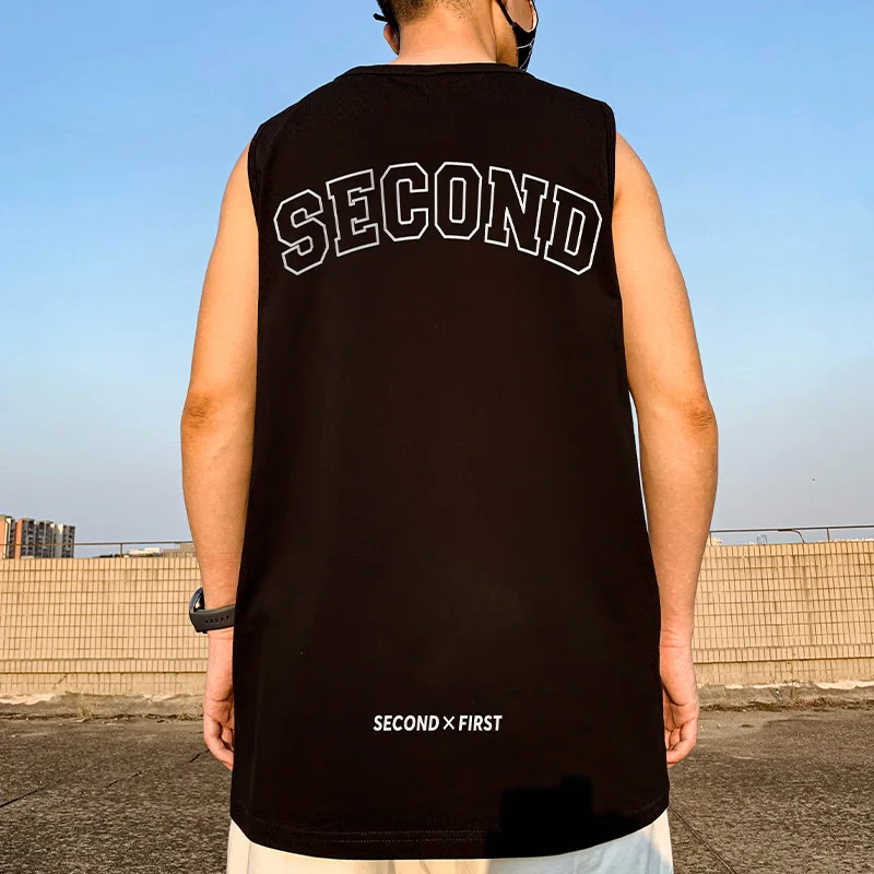 

Мужская майка из чистого хлопка большого размера с буквенным принтом, спортивная, летняя, повседневная, свободного кроя