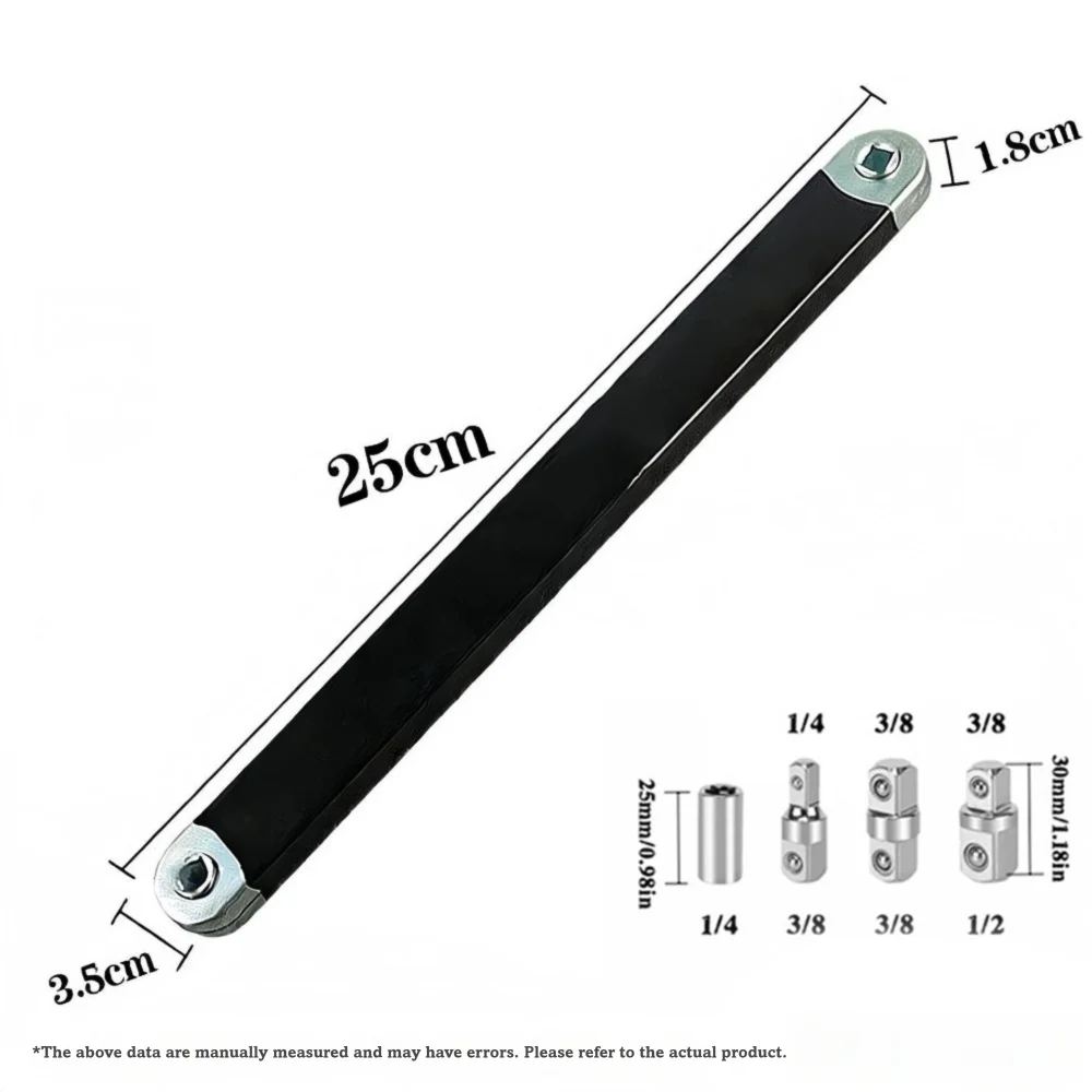 1/2 1/4 3/8 Drive Offset Extension Wrench Professional Grade 4 Adapter Set Impact Socket Ratchet Dual Purpose Design