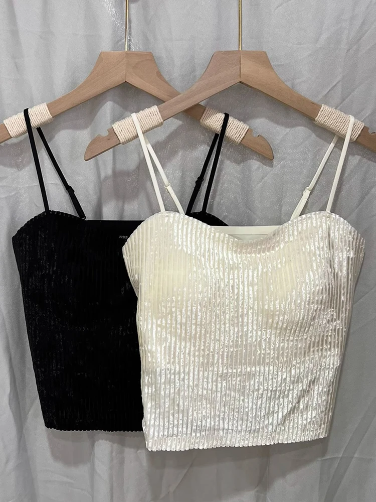 White Velvet Small Strap Vest Women's Autumn Winter Suit Inner Wear Spring Summer Outerwear Prevent Exposure Tube Top Base Top
