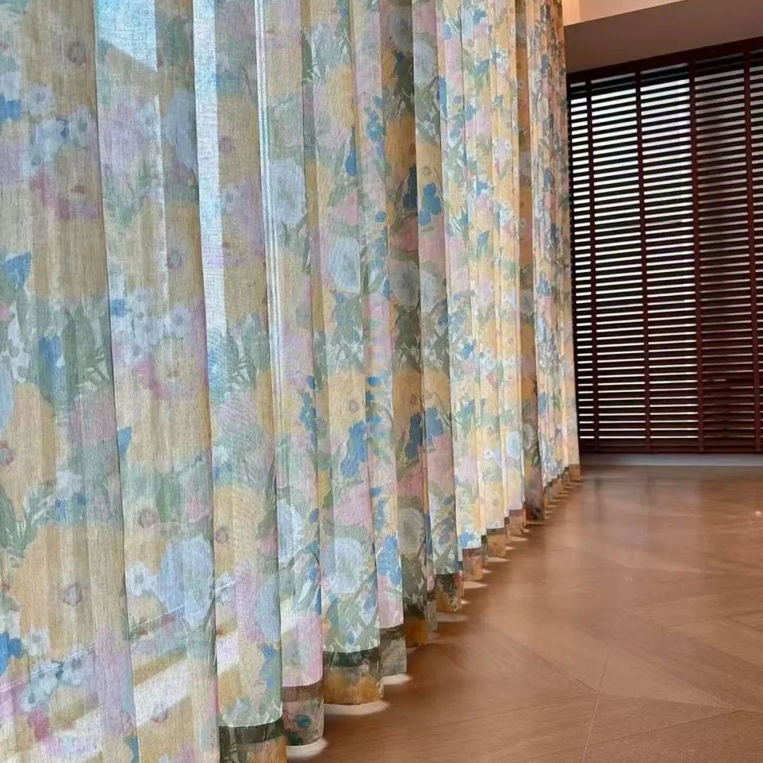 Vintage Oil Painting Floral Blackout Curtain, Retro Watercolor Flower Window Drapes for Bedroom Living Room