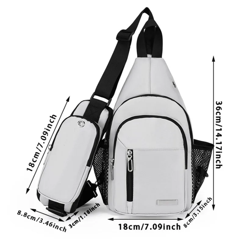 Crossbody Shoulder Bags Men Chest Bag Cloth Casual Shoulder Bag Crossbody Small Backpack With Usb Interface