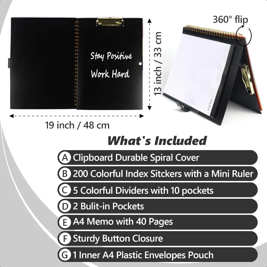 Буфер обмена Folio с блокнотом Многофункциональная папка буфера обмена с местом для хранения 5 папок с 11 карманами Водонепроницаемый органайзер с