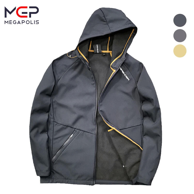 Jacket Autumn Winter Waterproof Windproof Breathable Men's Windbreaker Hooded Plush Fashion Soft Coat