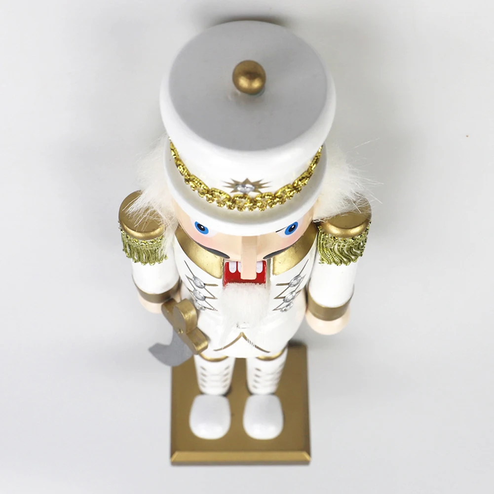 30*10*8CM White Gold Wooden Christmas Nutcracker Desktop Ornaments Decoration  Christmas Home Decoration Products