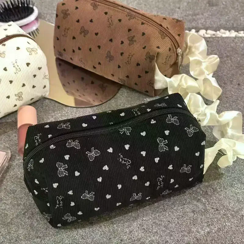 Kawaii سروال قصير القوس حقيبة مستحضرات تجميل سعة كبيرة المرأة متعددة الوظائف حقائب مستحضرات التجميل حالات حقيبة يد مقلمة حقيبة التخزين