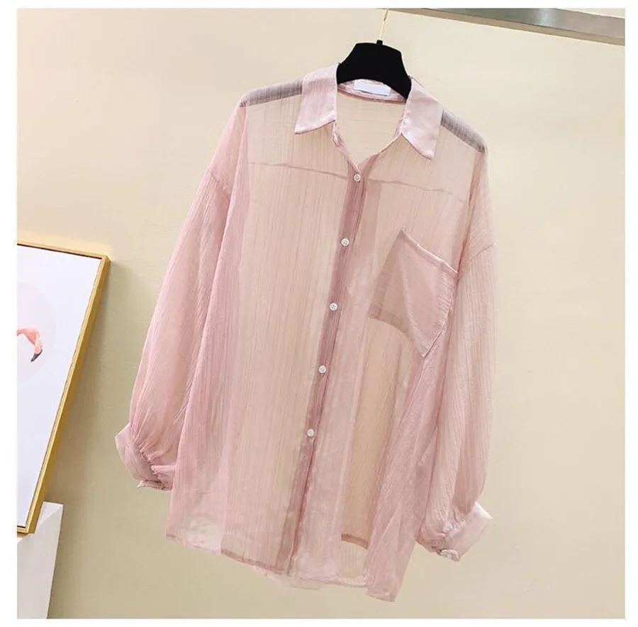 Summer Women Shirt clothing thin jacket 2024 Korean loose versatile women\'s long sleeved chiffon cardigan trendy Blouses Shirts