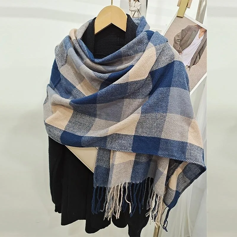 Fashion Winter Womens Scarf warm thick Long Plaid Shawl Wrap Cashmere Lattice Large Scarves Gifts