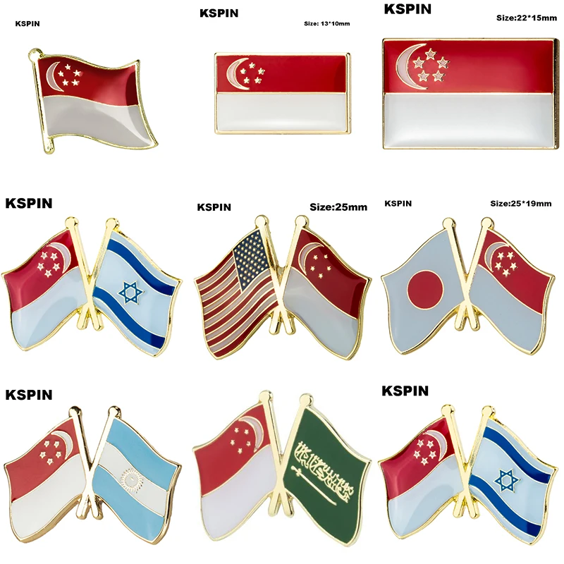 Singapore Flag Laple Pin Badge Brooch