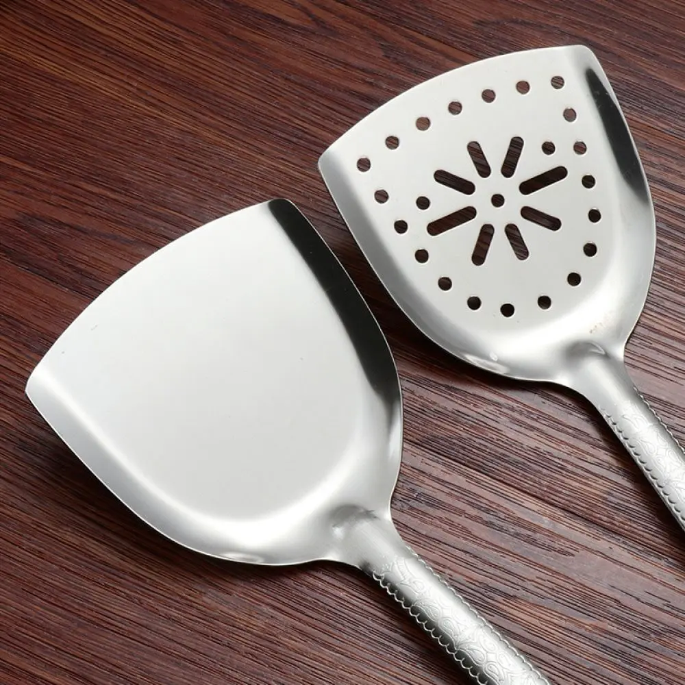 Durable Stainless Steel Cooking Utensils Wooden Handle Kitchen Tool Set Turner Ladle Skimmer Frying Shovel Home Basics
