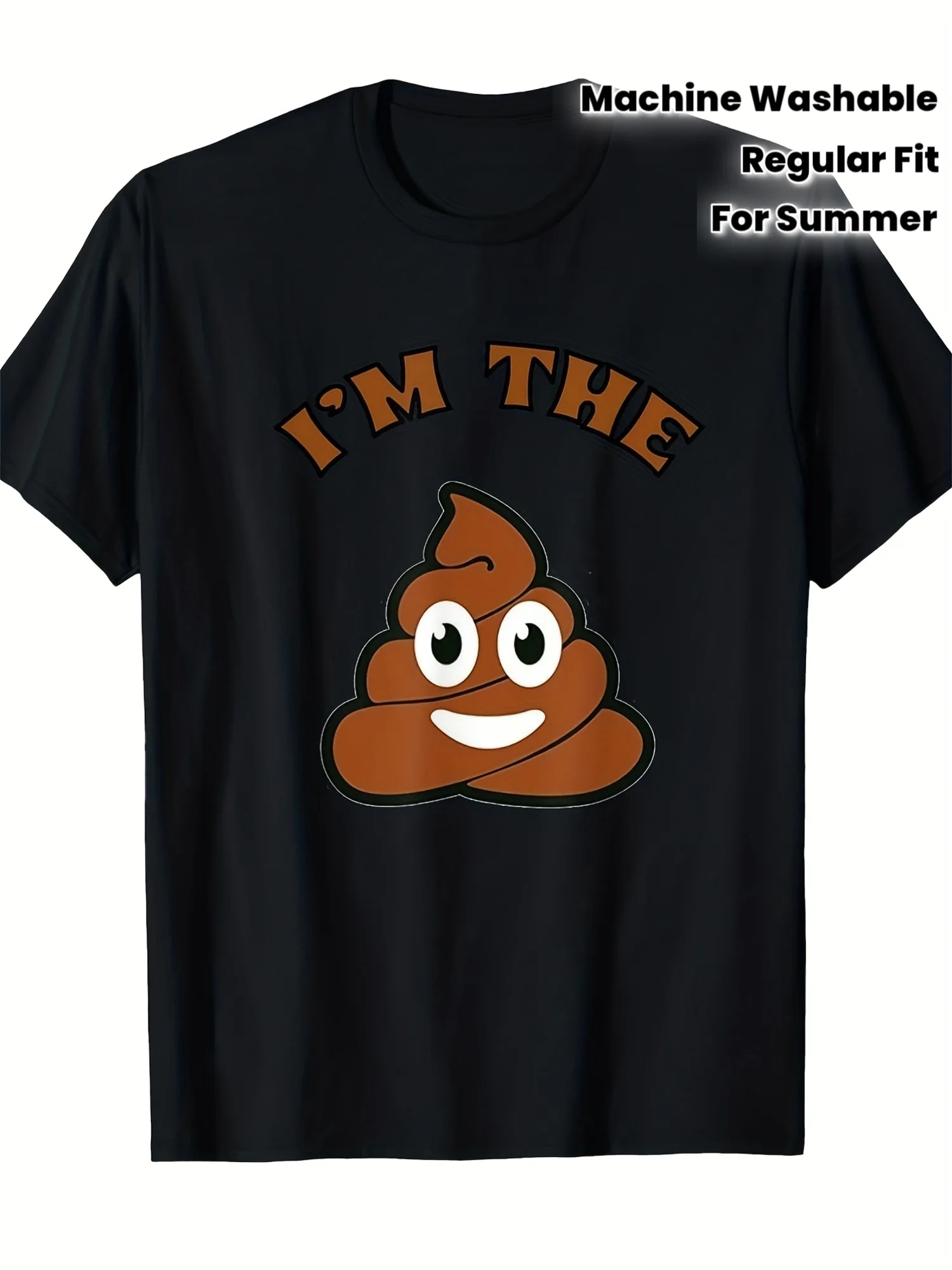 Novelty I'M the Poop Emoji T-Shirt Men's T-Shirt Breathable Crew Neck Regular Fit Machine Washable Suitable for Summer Outings Holiday Wear Casual Wear