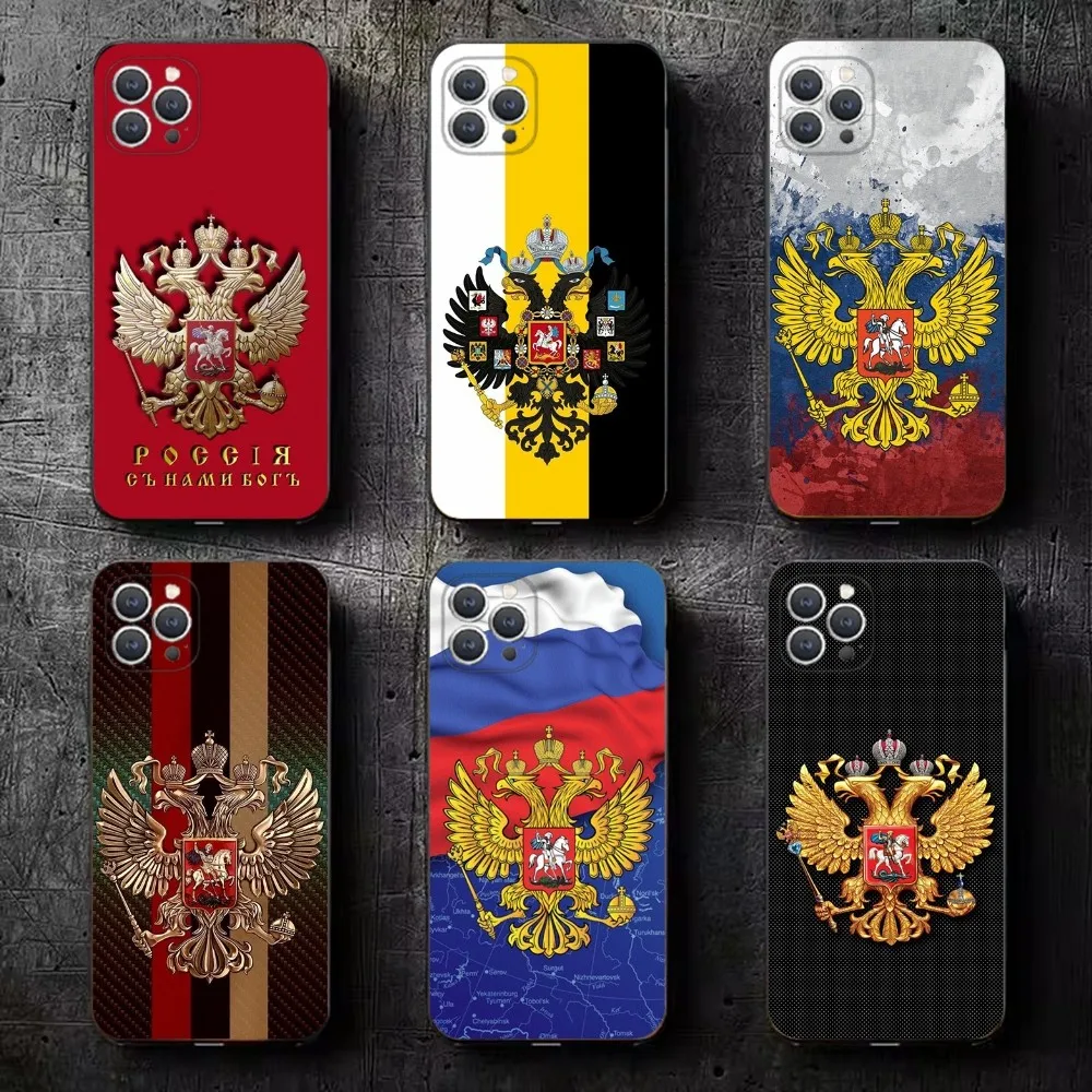 R-Russia Coat Of Flag Phone Case For iPhone 16,15,14,13,12,11,Plus,Pro Max,XS,X,XR,SE,Mini,8,7 Soft Silicone Black Cover