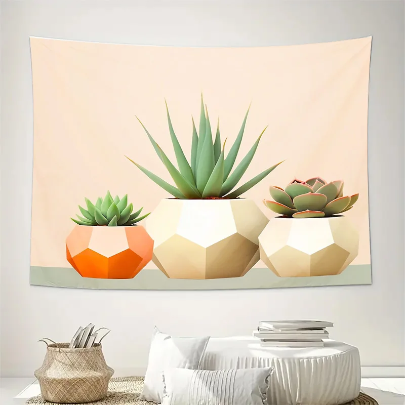 Boho Tapestry Cactus Wall Hanging Desert Botanical Plant Nature Home Decor Room Aesthetic Wall Art Dorm Decor Living Room Bedroo