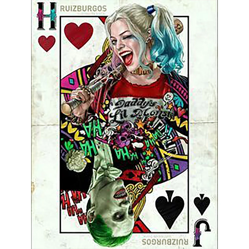 5D DIY Cartoon Girl Diamond Painting Kit Joker Joker Female Playing Card Cross Embroidery Handmade Diamond Mosaic Art Gift