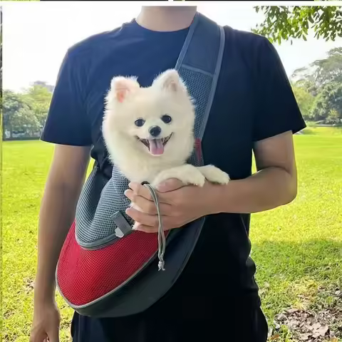 Pet Backpack Shoulder Bag Crossbody Bag Out Portable Grid Simple and Breathable and Convenient Cat and Dog Teddy Puppy Backpack