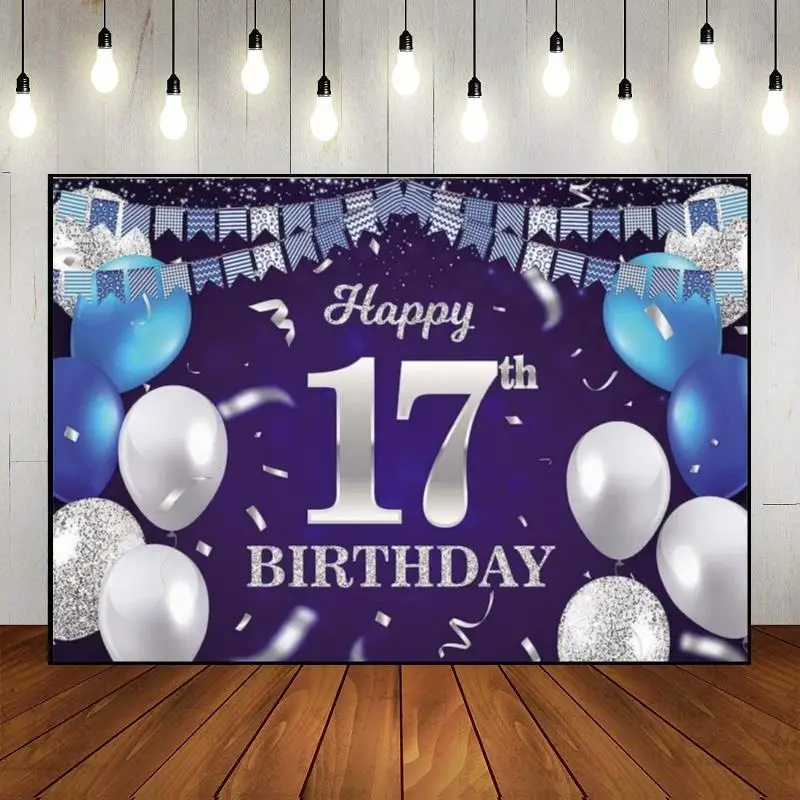 Happy 17th Birthday Smash Cake Sweet Background Baby Room Decoration Schoolring Children Boy Photography Backdrops Princess Game