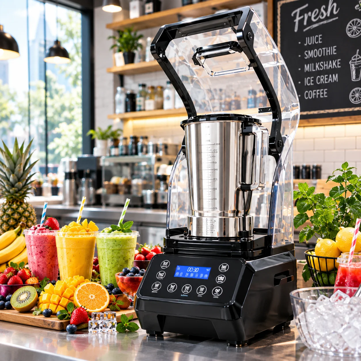 Commercial Blender 2800W 2L Heavy Duty Smoothie Slush Ice Drink Maker Stainless Steel Mixer Machine for Café Restaurant Juice Ba