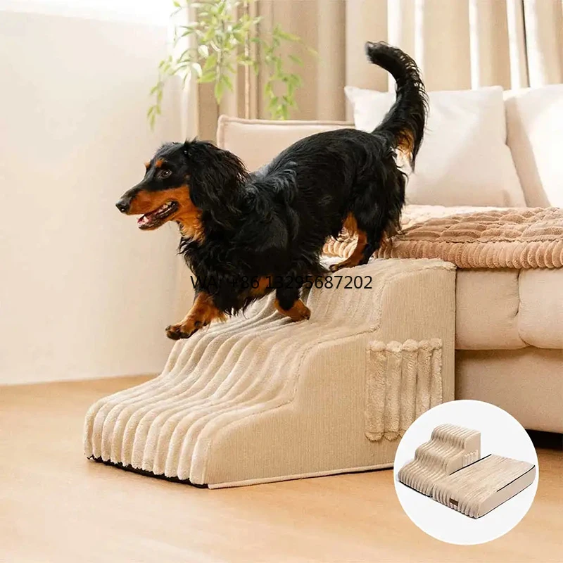 

Роскошные пользовательские лестницы для собак, экологически чистая пена с эффектом памяти, современный моющийся съемный чехол с однотонным узором, лестница для собак 2 в 1,