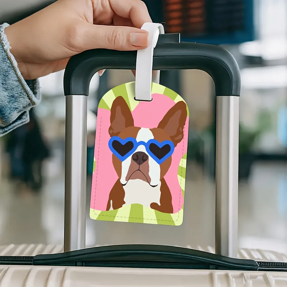 Funny Animal PU Luggage Tag Suitable for Travel Bags Backpacks Gym Bags Lightweight PU Material with Suitable for Suitcases