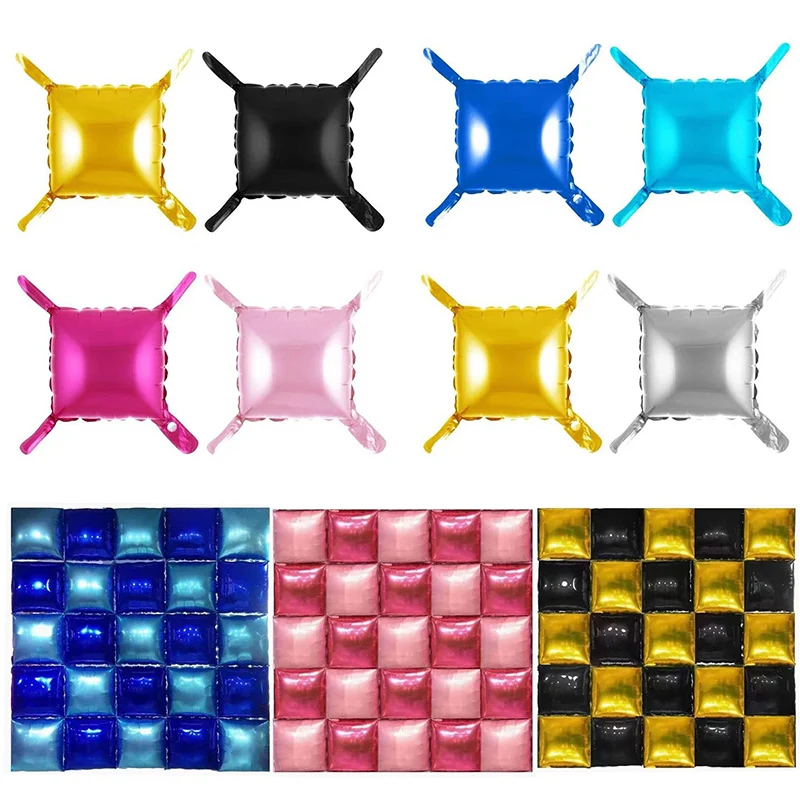 5pcs DIY Square Background Wall Balloons Gold Black Rose Pink Blue Block Foil Ballon Wedding Birthday Party Decorations Shower