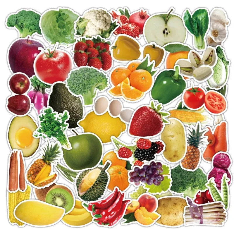 50pcs 만화 귀여운 과일과 야채 맞춤형 낙서 장식 스티커