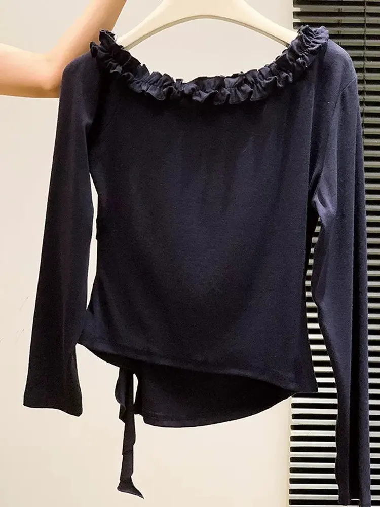 ユニークで美しいロングスリーブ レディース ベースシャツ 初秋 ウエストシェイプ Tシャツ カジュアル スリムフィット レギュラー 薄手