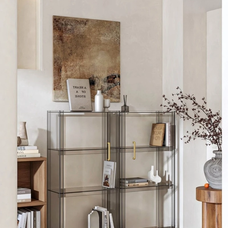 

Dust-proof bookshelf acrylic floor shelf integrated wall bookcase living room simple cosmetics bag storage rack