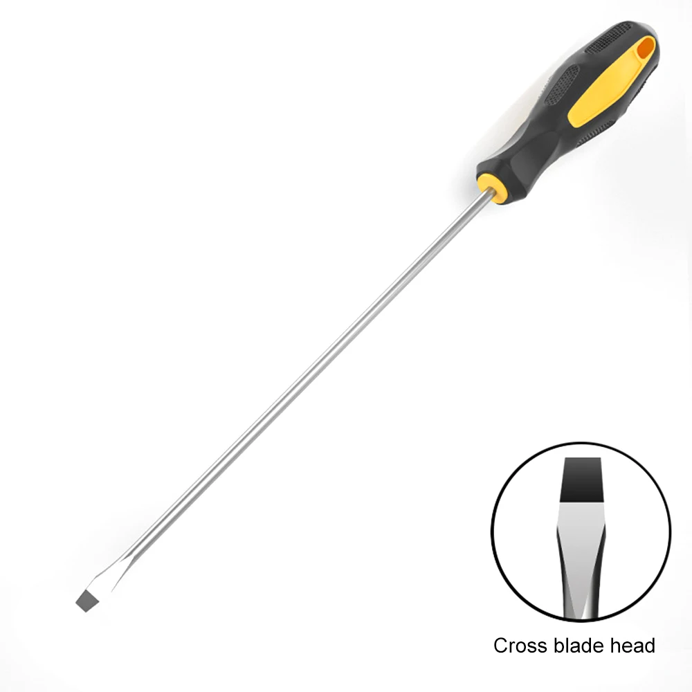 Chave de fenda estendida com fenda longa, chave de fenda cruzada de 12 polegadas, chave de fenda elétrica magnética multiuso, ferramenta de reparo com cabo de borracha